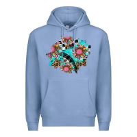 Colony Blue race sunflower patches Premium Hoodie - AdoDesignShop