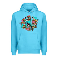 Ocean Blue race sunflower patches Premium Hoodie - AdoDesignShop