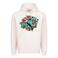 Pale Pink race sunflower patches Premium Hoodie - AdoDesignShop
