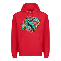 Red race sunflower patches Premium Hoodie - AdoDesignShop