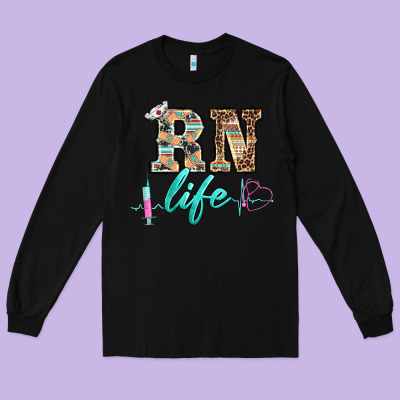 Western Nurse Rn  Life Long Sleeve Tee Designed By Barkaloodesign