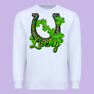 Lucky Shamrock Horseshoe Premium Sweatshirt Designed By Ranaportraitstore