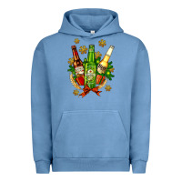 Pigment Pebble Blue beer bottle party set for christmas Urban Hoodie - AdoDesignShop