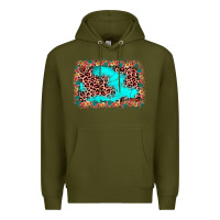 Army Green easter Leopard turquoise background Premium Hoodie - JahusDesignShop