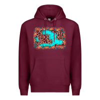 Burgundy easter Leopard turquoise background Premium Hoodie - JahusDesignShop