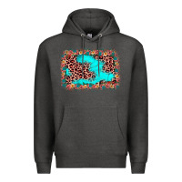 Charcoal Heather easter Leopard turquoise background Premium Hoodie - JahusDesignShop