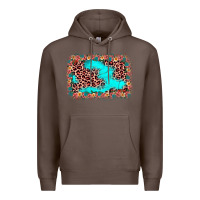 Coffee easter Leopard turquoise background Premium Hoodie - JahusDesignShop