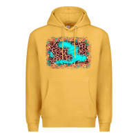 Mustard easter Leopard turquoise background Premium Hoodie - JahusDesignShop