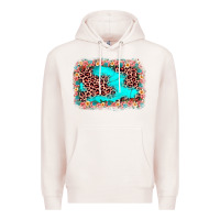 Pale Pink easter Leopard turquoise background Premium Hoodie - JahusDesignShop