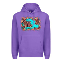 Purple easter Leopard turquoise background Premium Hoodie - JahusDesignShop