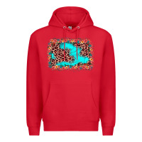 Red easter Leopard turquoise background Premium Hoodie - JahusDesignShop