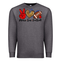 Charcoal Heather peace love football Premium Sweatshirt - Zillion Design Studio