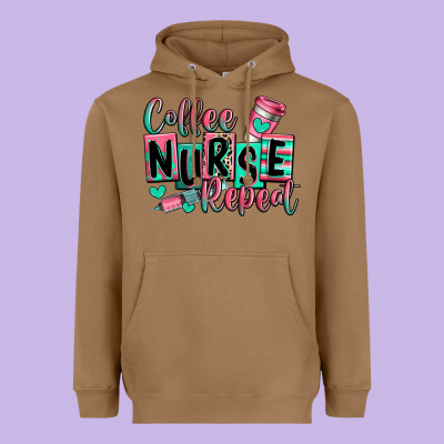 Heavyweight Hoodie coffee nurse repeat
