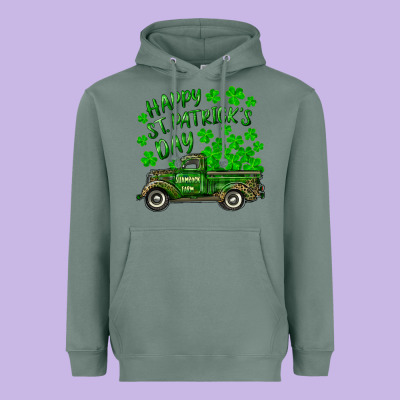 Heavyweight Hoodie happy st. patricks day shamrock farm truck