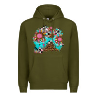 Army Green race sunflower patches Premium Hoodie - AdoDesignShop