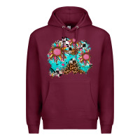 Burgundy race sunflower patches Premium Hoodie - AdoDesignShop