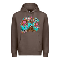 Coffee race sunflower patches Premium Hoodie - AdoDesignShop