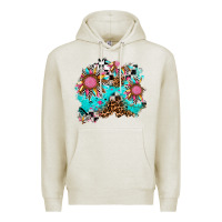 Oatmeal Heather race sunflower patches Premium Hoodie - AdoDesignShop
