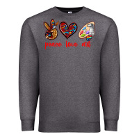 Charcoal Heather peace love art Premium Sweatshirt - texasbilliewilder