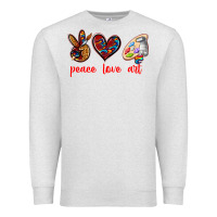 Oatmeal Heather peace love art Premium Sweatshirt - texasbilliewilder