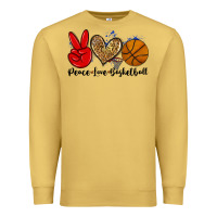 Antique Gold peace love basketball Premium Sweatshirt - Zillion Design Studio