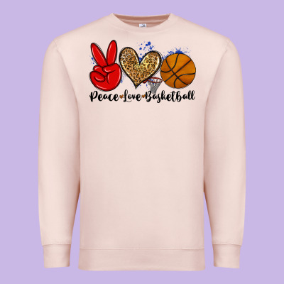 Peace Love Basketball Premium Sweatshirt Designed By Zillion Design Studio