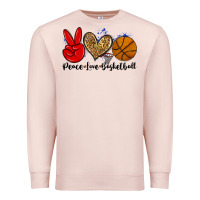 Pale Pink peace love basketball Premium Sweatshirt - Zillion Design Studio