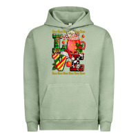 Pigment Oil Green love with coffee cup and christmas lights Urban Hoodie - AdoDesignShop