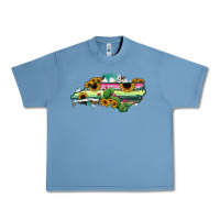 Pebble Blue North Carolina Map Sunflower Cactus Serape Urban Heavy Tee - RanaPortraitStore