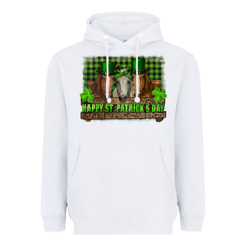 Happy St. Patricks Day Horses With Leprechaun Heavyweight Hoodie by RanaPortraitStore | Teevron
