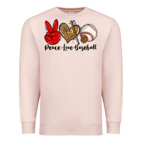 Pale Pink peace love baseball Premium Sweatshirt - Zillion Design Studio