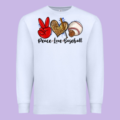 Peace Love Baseball Premium Sweatshirt Designed By Zillion Design Studio