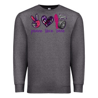 Charcoal Heather peace love race Premium Sweatshirt - texasbilliewilder