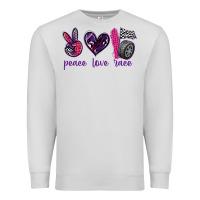 Dove Grey peace love race Premium Sweatshirt - texasbilliewilder