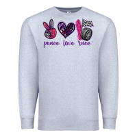 Heather Grey peace love race Premium Sweatshirt - texasbilliewilder