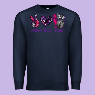Peace Love Race Premium Sweatshirt Designed By Texasbilliewilder