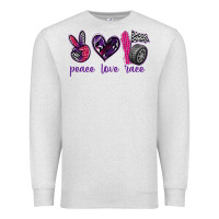 Oatmeal Heather peace love race Premium Sweatshirt - texasbilliewilder