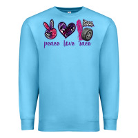 Ocean Blue peace love race Premium Sweatshirt - texasbilliewilder