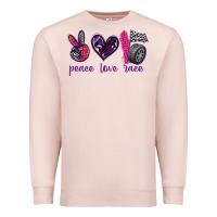 Pale Pink peace love race Premium Sweatshirt - texasbilliewilder