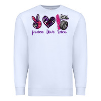 White peace love race Premium Sweatshirt - texasbilliewilder