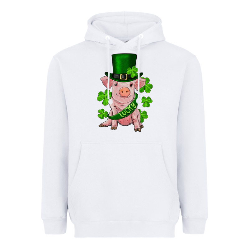 St. Patricks Day Lucky Baby Pig Heavyweight Hoodie by RanaPortraitStore | Teevron