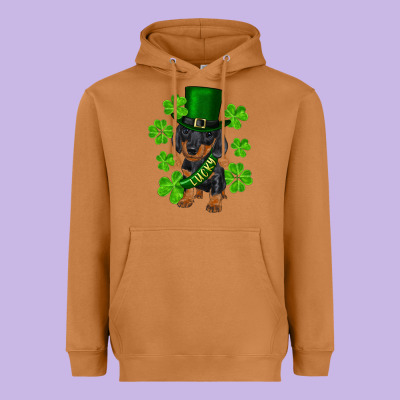 Heavyweight Hoodie st. patricks day lucky dachshund puppy
