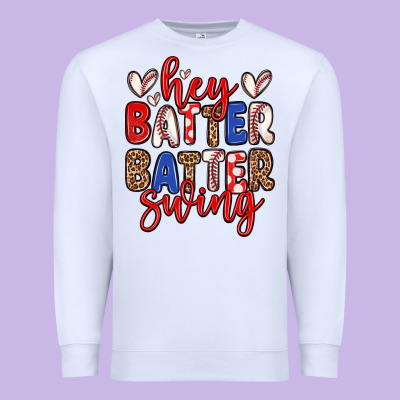 Hey Batter Batter Swing Premium Sweatshirt Designed By Zillion Design Studio