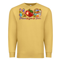 Antique Gold peace love teach Premium Sweatshirt - texasbilliewilder