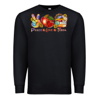 Black peace love teach Premium Sweatshirt - texasbilliewilder