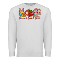 Dove Grey peace love teach Premium Sweatshirt - texasbilliewilder