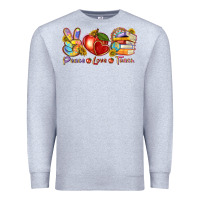 Heather Grey peace love teach Premium Sweatshirt - texasbilliewilder