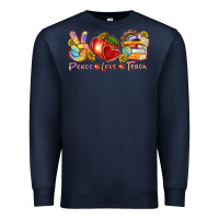 Navy peace love teach Premium Sweatshirt - texasbilliewilder