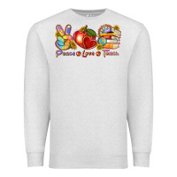 Oatmeal Heather peace love teach Premium Sweatshirt - texasbilliewilder