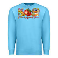 Ocean Blue peace love teach Premium Sweatshirt - texasbilliewilder